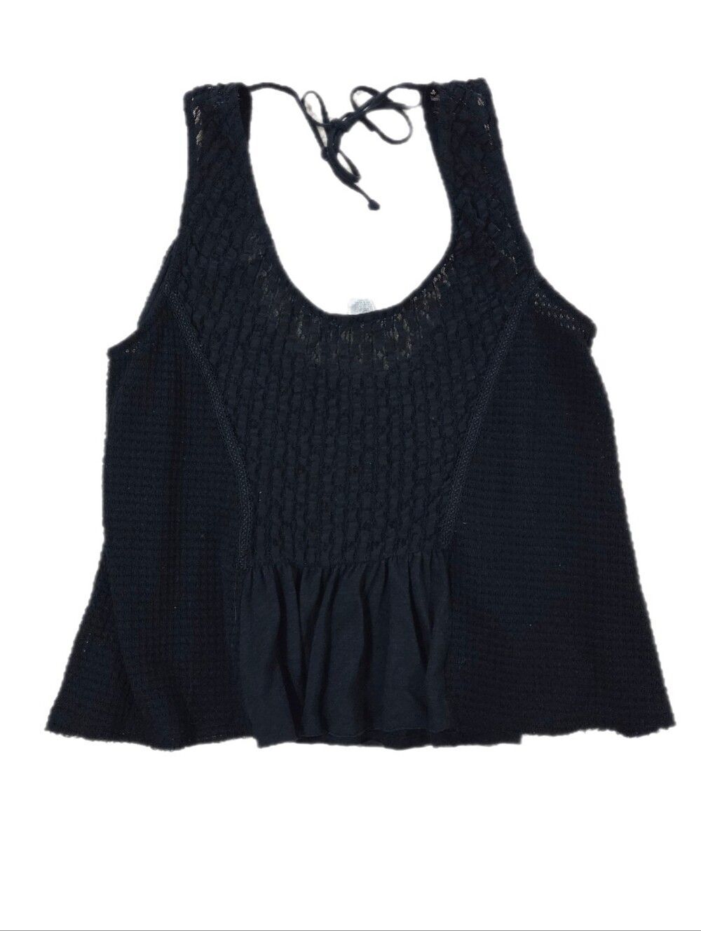 Torrid Festi Black Lace Boho Peplum Top Tank Size 0 XL Textured Coquette - Picture 3 of 6